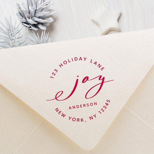 Elegant Christmas Joy Holiday Return Address Self_inking Stamp