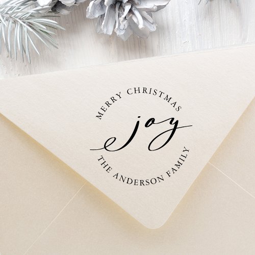 Elegant Christmas Joy Holiday Rubber Stamp