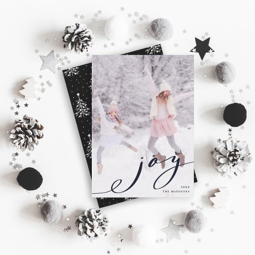 Elegant Christmas Joy Photo Holiday Card