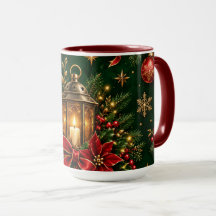 Elegant Christmas Lantern Holiday Berry Pattern