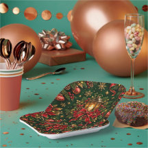 Elegant Christmas Lantern Holiday Berry PatternSqr