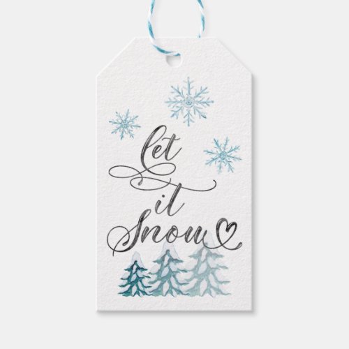 Elegant Christmas Let it snow snowflakes Gift Tags