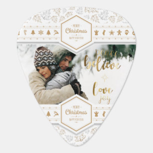 Elegant Christmas Love Photo Guitar Pick