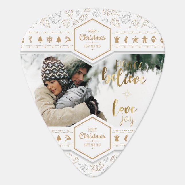 Elegant Christmas Love Photo Guitar Pick (Front)