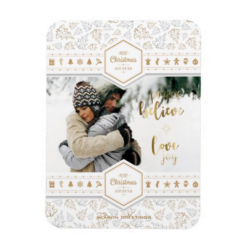 Elegant Christmas Love Photo Magnet