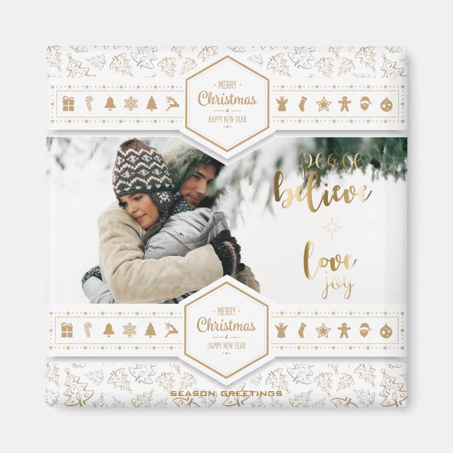 Elegant Christmas Love Photo Magnet (Front)