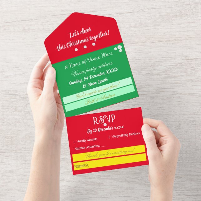 Elegant Christmas Lunch Invitation (Tearaway)
