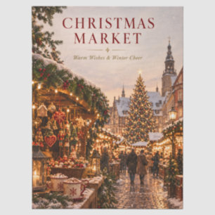 Elegant Christmas Market Greeting , Winter Holiday Tissue Paper