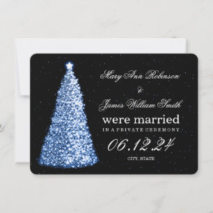 Elegant Christmas Marriage Elopement Blue Holiday Card
