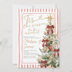 Elegant Christmas Marriage Red & Gold Invitation