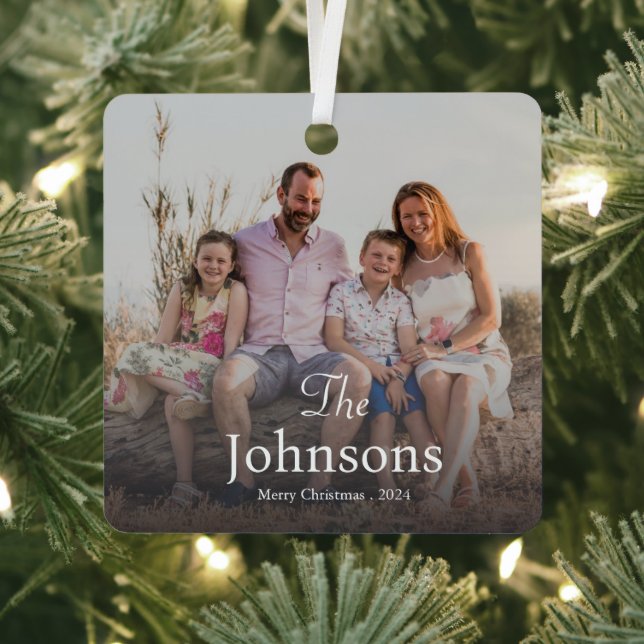 Elegant Christmas | Modern Trendy Fun Family  Metal Ornament (Insitu)