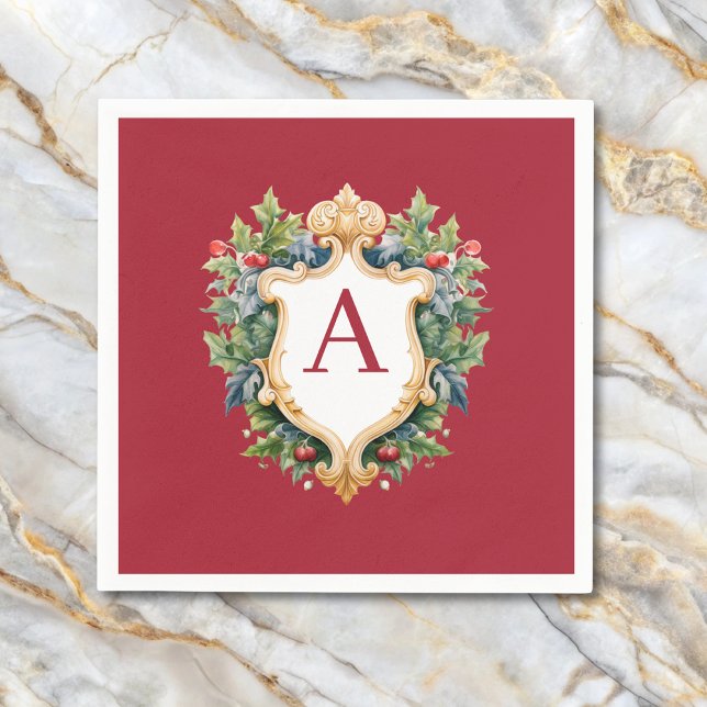 Elegant Christmas Monogram Letter  Napkins (Creator Uploaded)