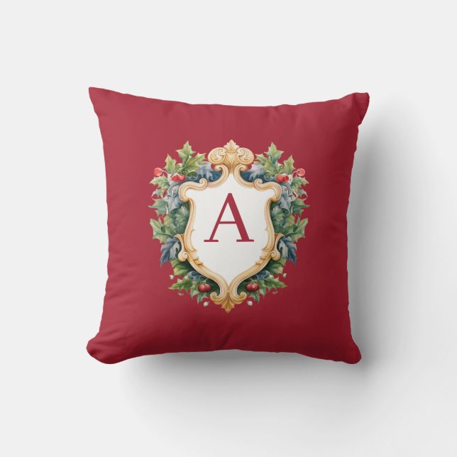 Elegant Christmas Monogram Letter  Throw Pillow (Front)