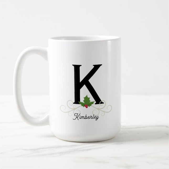 Elegant Christmas Monogram Mug (Left)