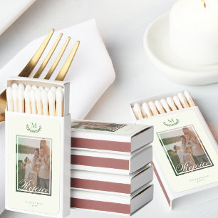 Elegant Christmas monogram photo Holiday Matchboxes