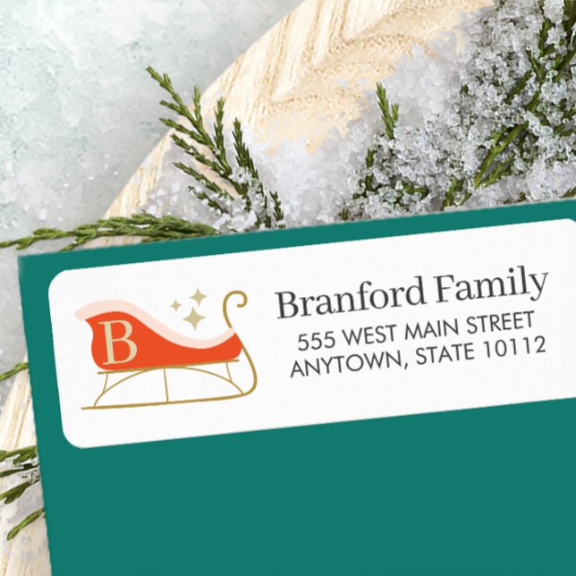 Elegant Christmas Monogram Sleigh Label (Creator Uploaded)