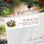 Elegant Christmas Music French Horn Return Address Label<br><div class="desc">This Christmas return address label features a French Horn decorated with pine sprigs,  holly leaves,  red berries,  and flowers. Check out the collection for many matching products,  or contact me through Zazzle Chat if you would like additional matching products or other colorways.</div>