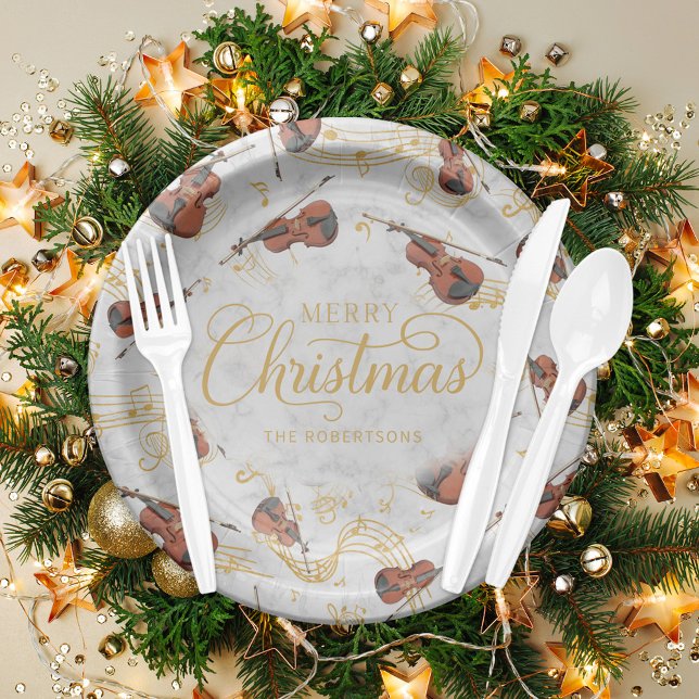 Elegant Christmas Music Violin  Paper Plates (Creator Uploaded)