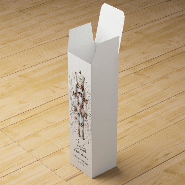 Elegant Christmas Nutcracker Wine Box Pink & Gold (Opened)