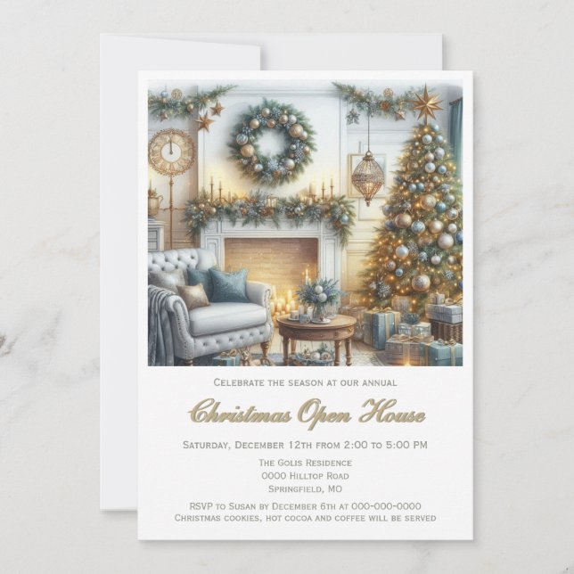 Elegant Christmas Open House   Invitation (Front)