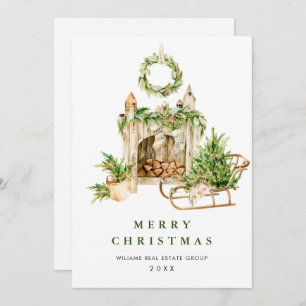 Elegant Christmas Ornament Corporate Greeting Holiday Card