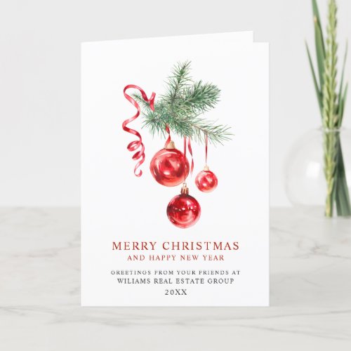 Elegant Christmas Ornament Corporate Greeting Holiday Card