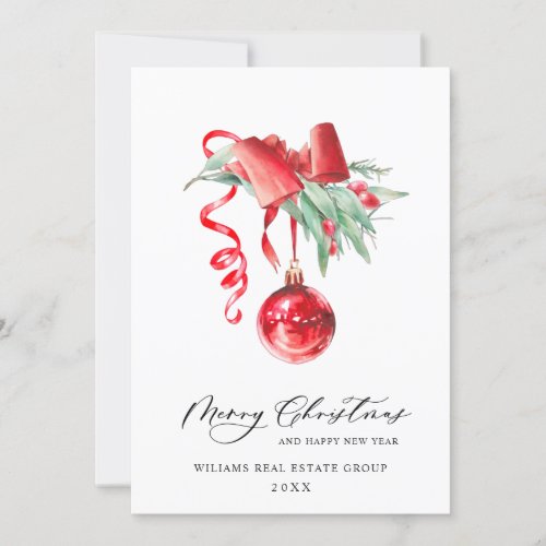 Elegant Christmas Ornament Corporate Greeting Holiday Card