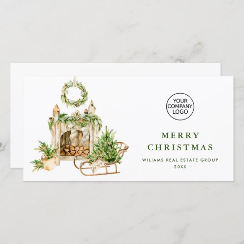 Elegant Christmas Ornament Corporate Greeting Holiday Card