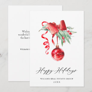 Elegant Christmas Ornament Corporate Greeting Holiday Card