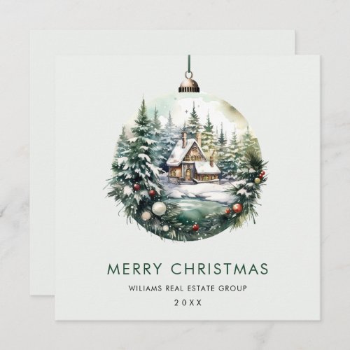 Elegant Christmas Ornament Corporate Greeting  Holiday Card