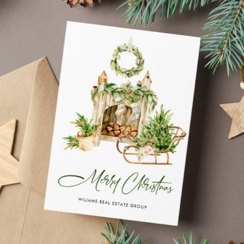 Elegant Christmas Ornament Corporate Greeting Holiday Card