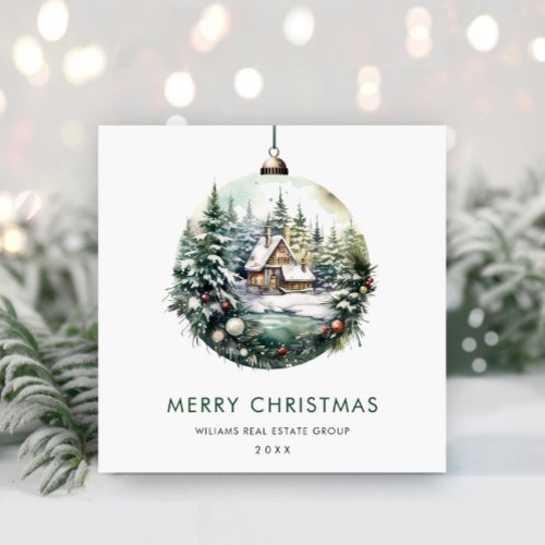 Elegant Christmas Ornament Corporate Greeting  Holiday Card