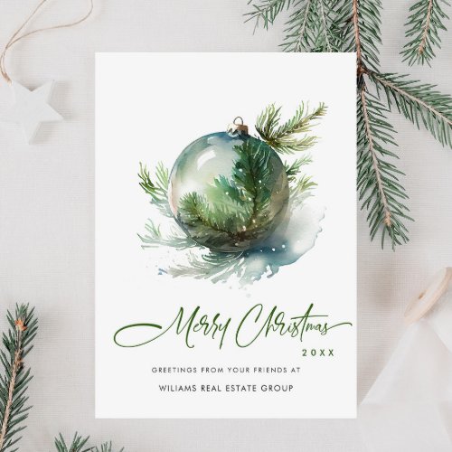 Elegant Christmas Ornament Corporate Greeting Holiday Card