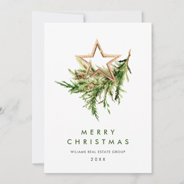 Elegant Christmas Ornament Corporate Greeting Holiday Card (Front)