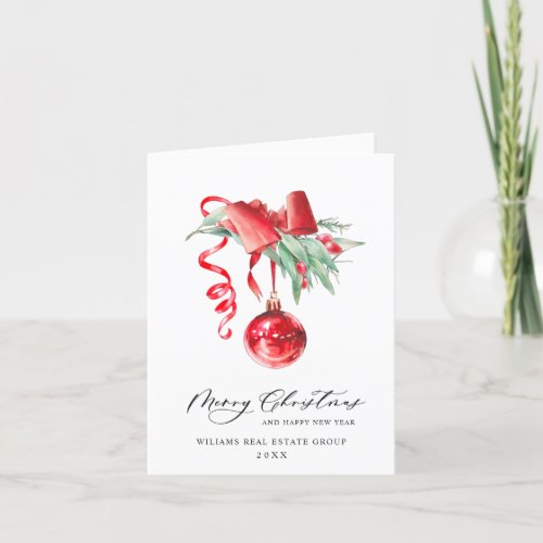 Elegant Christmas Ornament Corporate Greeting Holiday Card