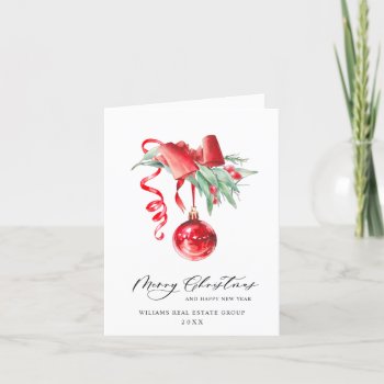Elegant Christmas Ornament Corporate Greeting Holiday Card by Elle_Design at Zazzle