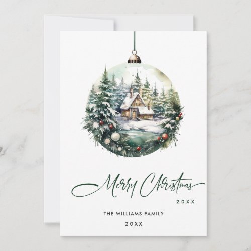 Elegant Christmas Ornament Corporate Greeting Holiday Card