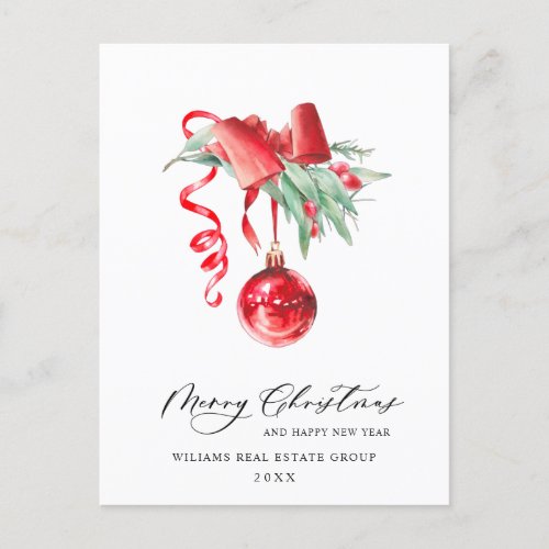 Elegant Christmas Ornament Corporate Greeting Postcard