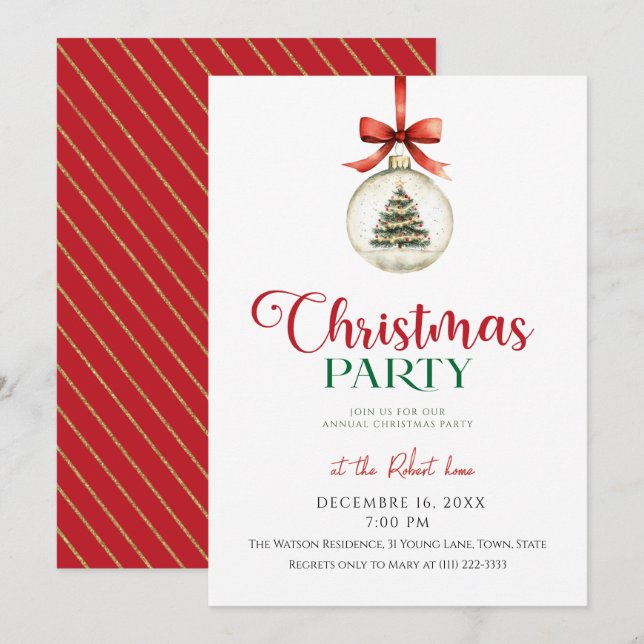 Elegant Christmas ornament  Holiday Party  Invitation (Front/Back)