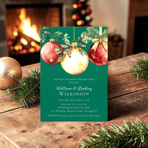 Elegant Christmas Ornament Holiday Party Invitation