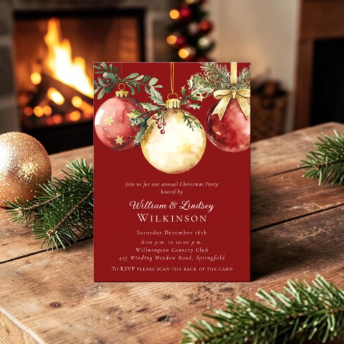 Elegant Christmas Ornament Holiday Party Invitation