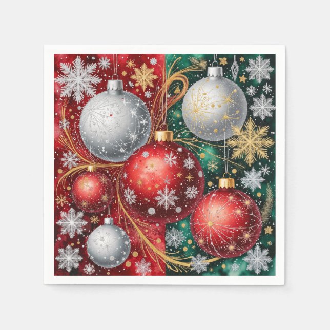 Elegant Christmas Ornament Napkins (Front)