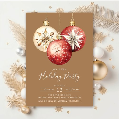 Elegant Christmas Ornaments Holiday Party Invitation