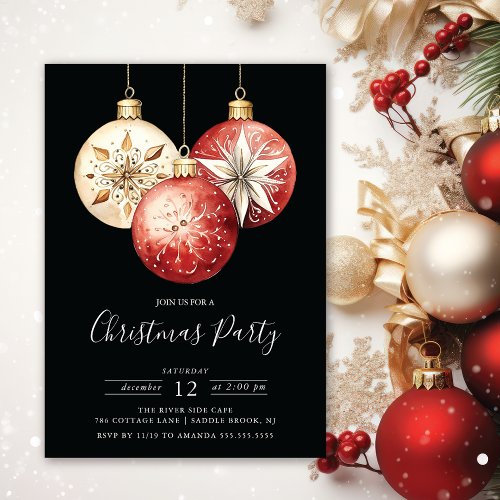 Elegant Christmas Ornaments Holiday Party Invitation