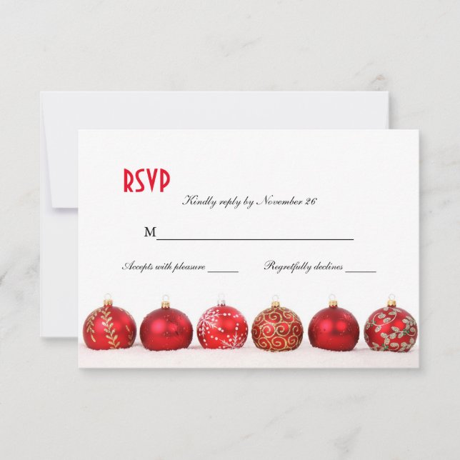 Elegant Christmas Ornaments Holiday Party RSVP (Front)