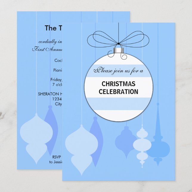 Elegant Christmas Ornaments Party Invitation (Front/Back)