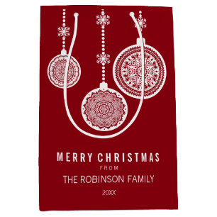 Elegant Christmas Ornaments Red Medium Gift Bag