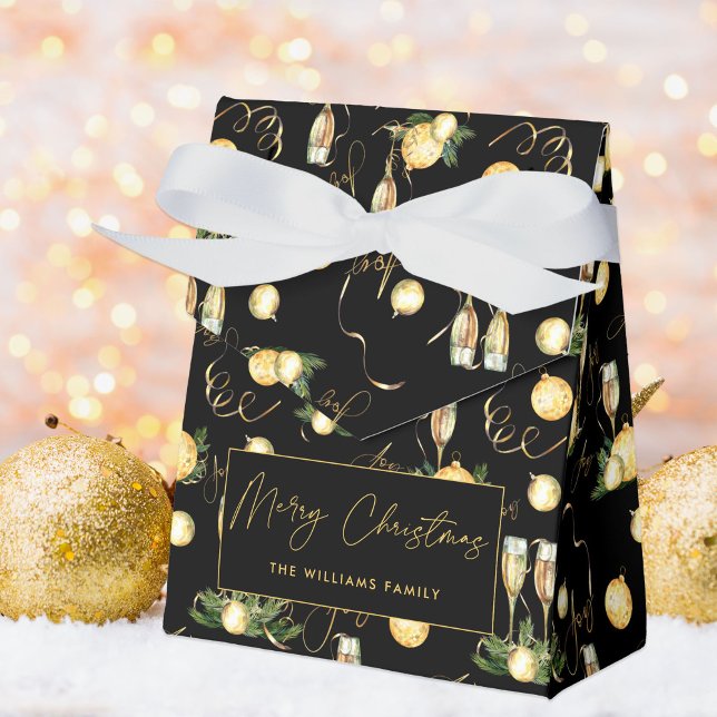 Elegant Christmas Party Black & Gold Favor Boxes (Creator Uploaded)