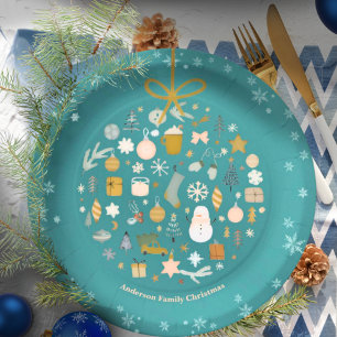 Elegant Christmas Party Festive Holiday Minimalist Paper Plates