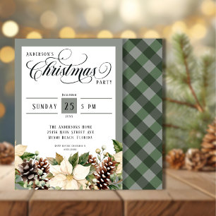 Elegant Christmas Party Gingham Invitation